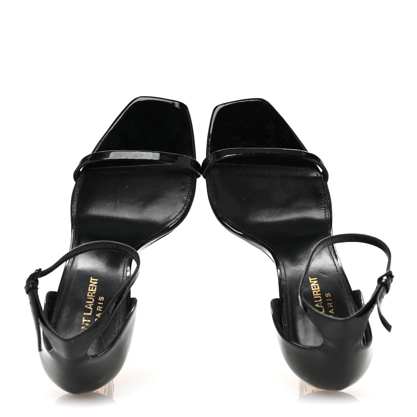 Patent Calfskin Opyum 110 Sandals 39.5 Black Gold