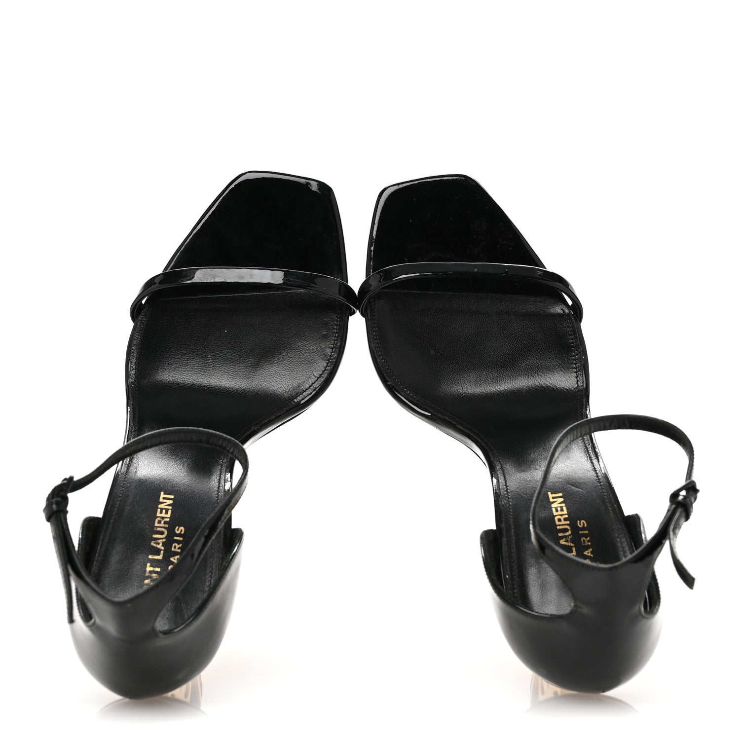 Saint Laurent Patent Calfskin Opyum 110 Sandals 39.5 Black Gold 2 of 8