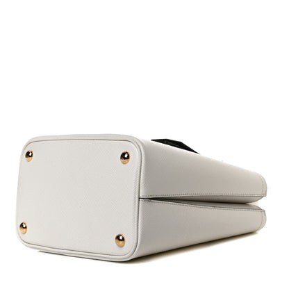 Prada Saffiano Cuir Medium Panier Bucket Bag Bianco Black 9 of 9