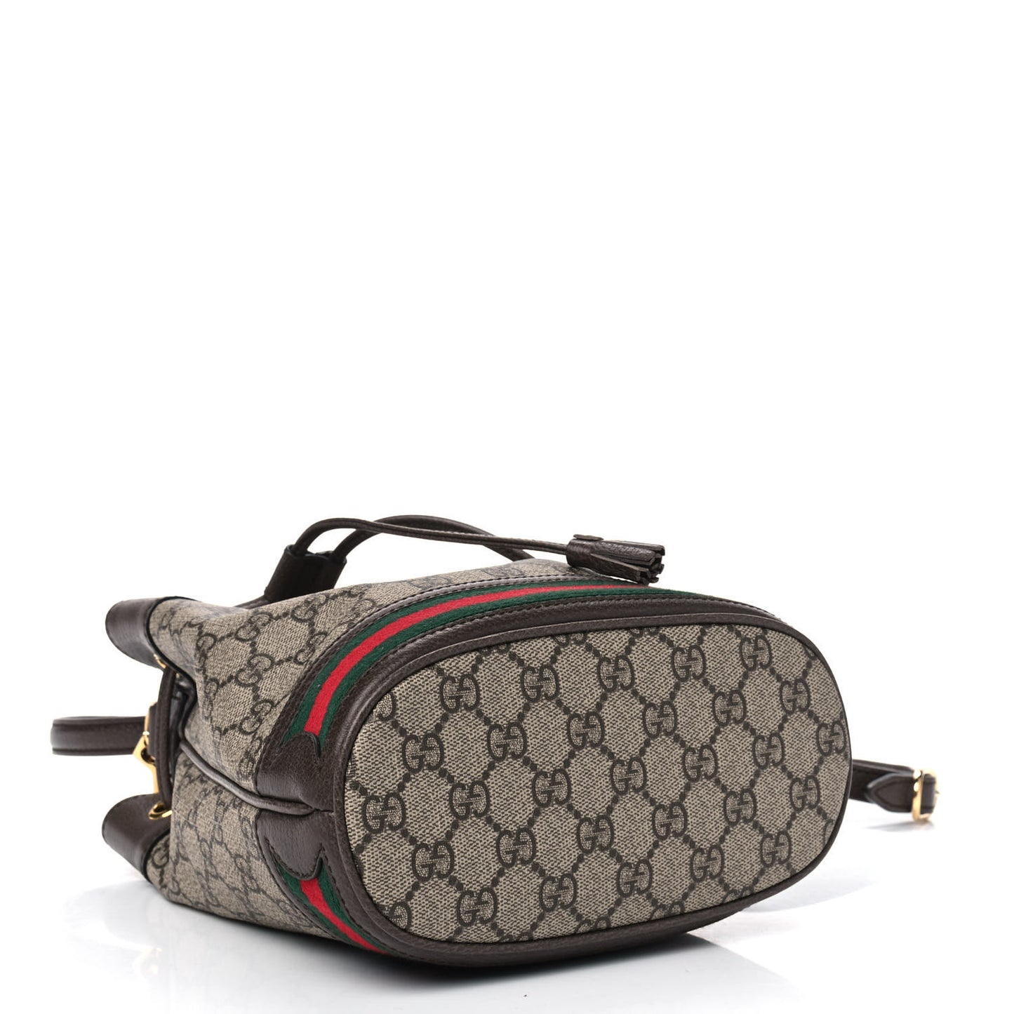 GG Supreme Monogram Web Small Ophidia Bucket Bag Brown