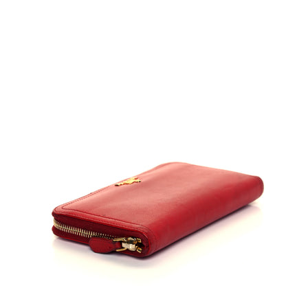 Prada Vitello Daino Metal Zip Around Wallet Rosso 5 of 16