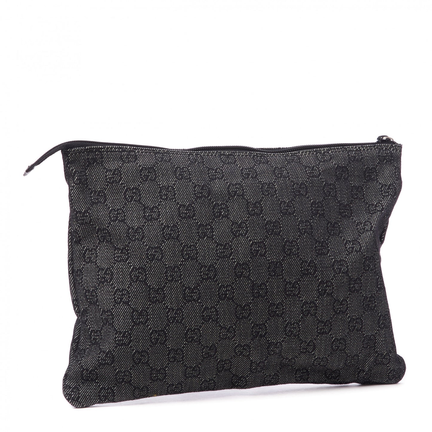 Denim Monogram Zip Top Pouch Black