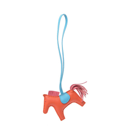 Hermes Milo Lambskin Grigri Rodeo Horse Bag Charm PM Orange Poppy Rose Azalee Bleu Azteque 1 of 4