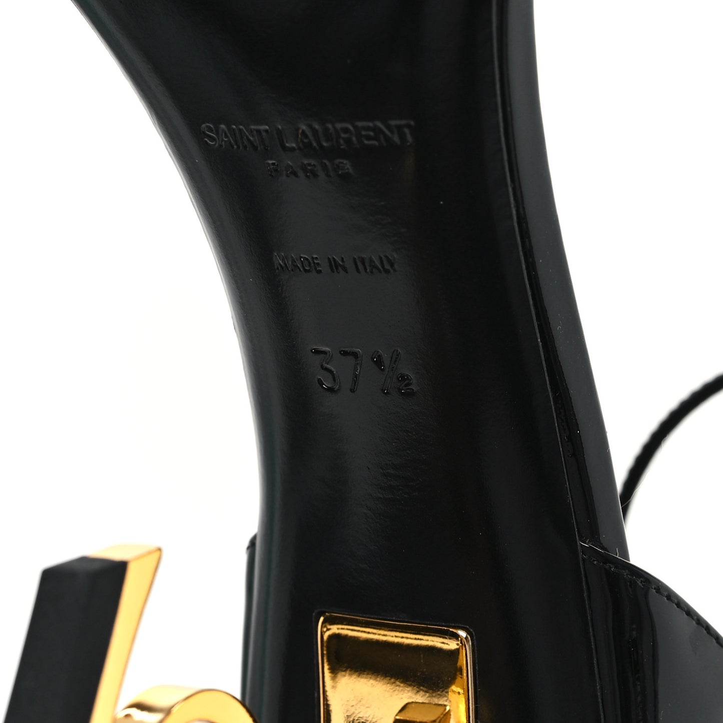 Patent Calfskin Opyum 85 Sandals 39 Black Gold