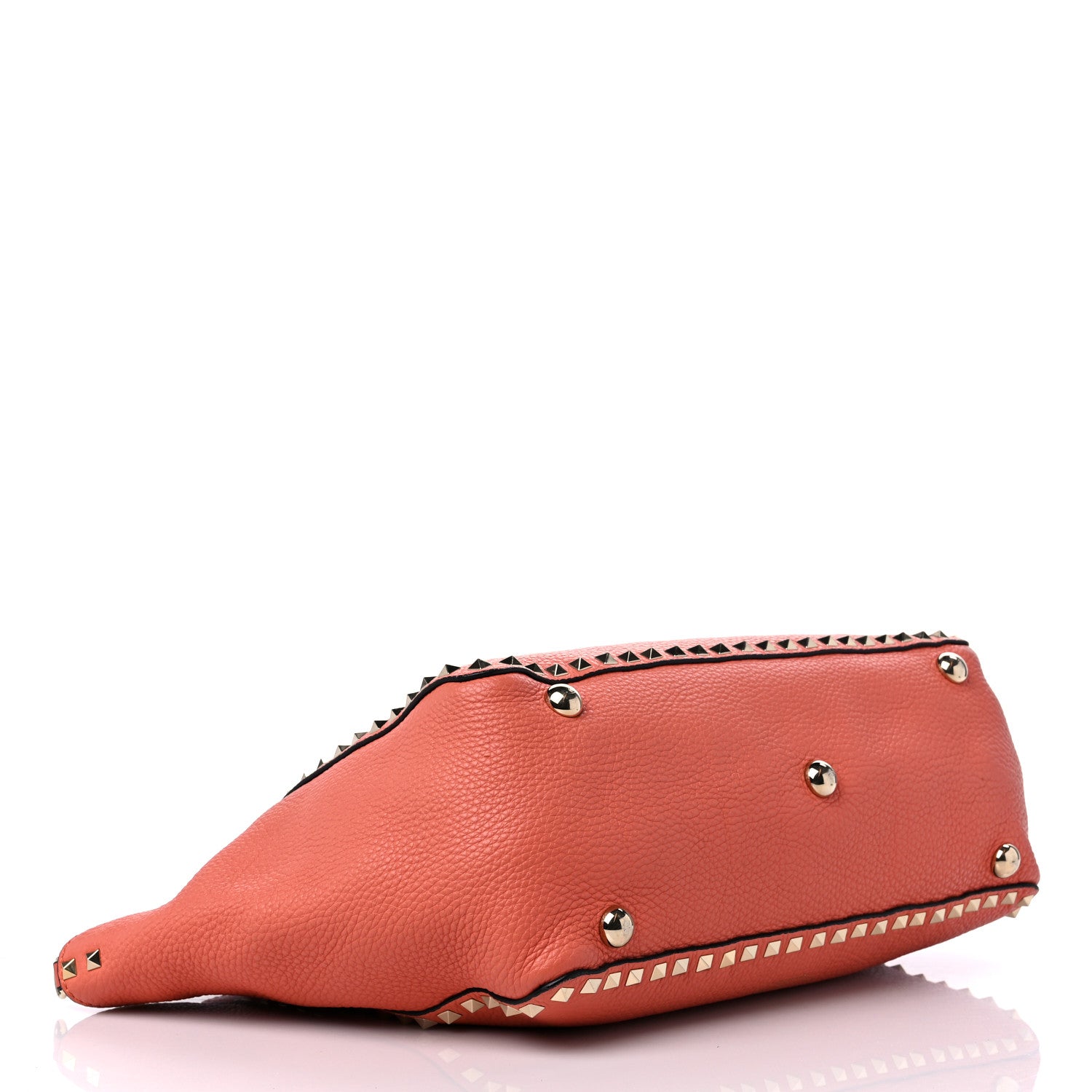 Valentino Garavani Pebbled Calfskin Medium Rockstud Tote Coral 4 of 8