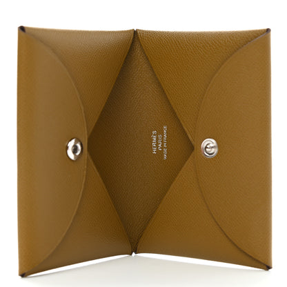 Hermes Madame Calfskin Calvi Card Case Bronze Dore 5 of 8