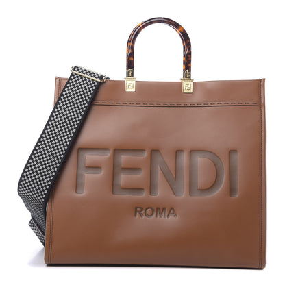 Fendi Vitello King Plexiglass Medium Fendi Sunshine Shopper Tote Cuoio 1 of 10