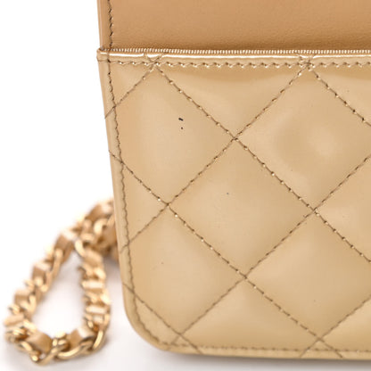 Chanel Metallic Patent Quilted Wallet On Chain WOC Gold 15 of 16