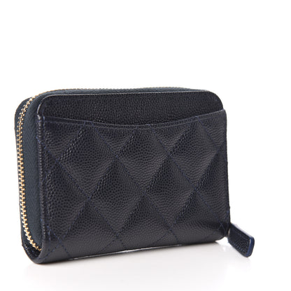 Chanel Caviar Quilted Zip Coin Purse Navy Blue 3 of 8