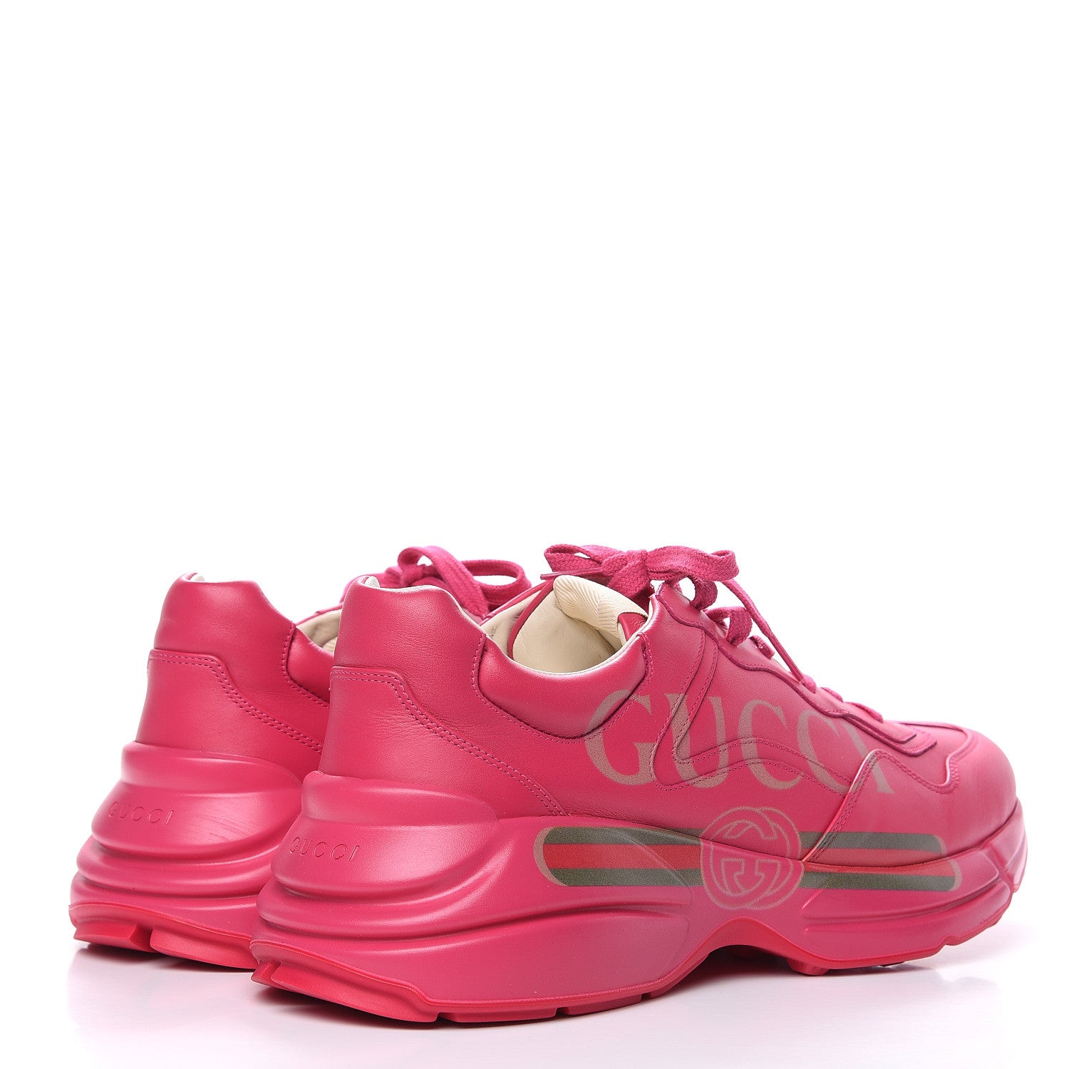 Gucci Calfskin Logo Mens Rhyton Sneakers 12.5 Box Pink 4 of 8