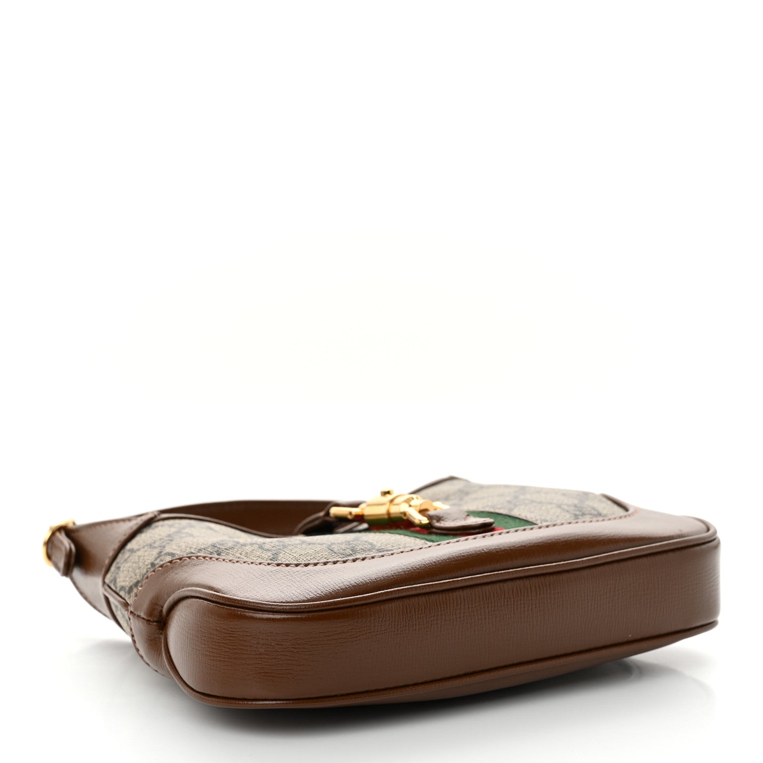Gucci Supreme Monogram Azalea Calfskin Web Mini Jackie 1961 Hobo Beige Ebony Brown Sugar 4 of 11