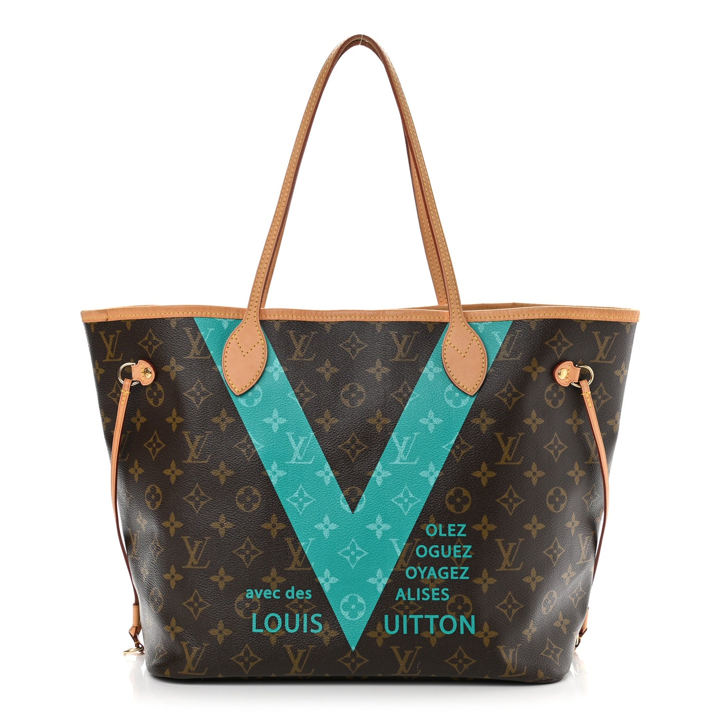 Monogram V Neverfull MM Turquoise