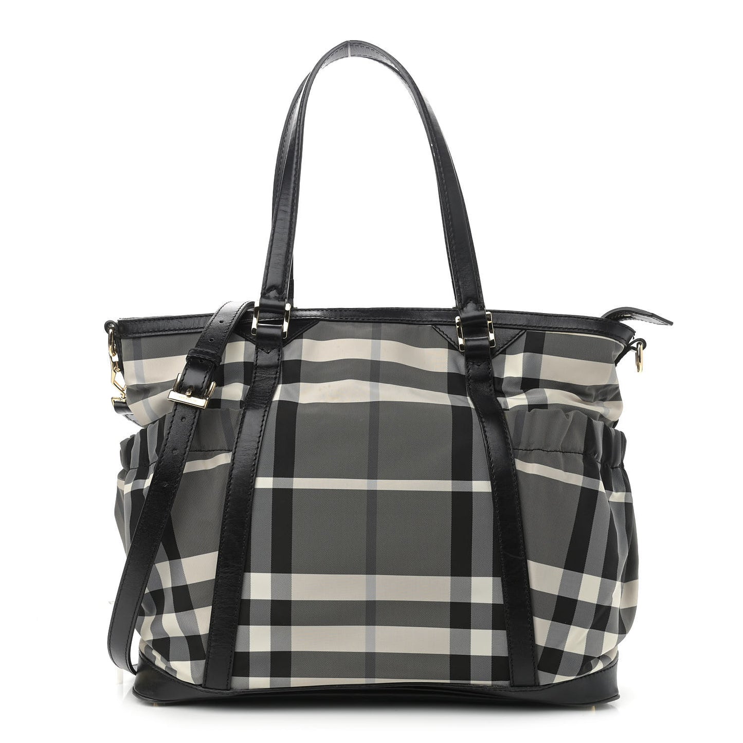 Nylon Beat Check Diaper Bag Black