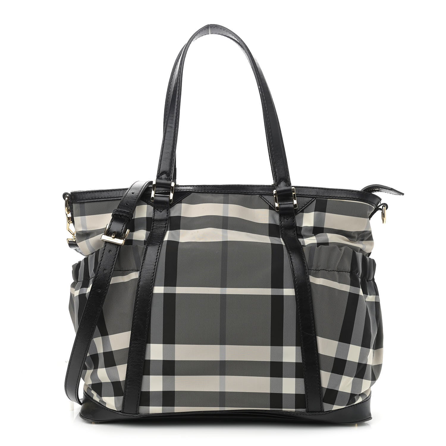Burberry Nylon Beat Check Diaper Bag Black 1 of 9