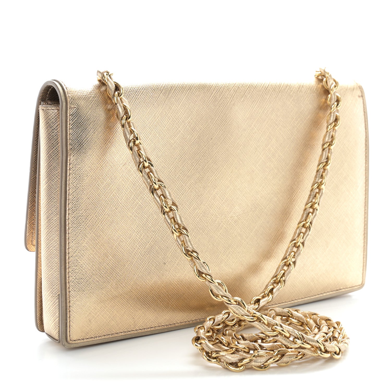 Salvatore Ferragamo Hammered Calfskin Ginny Shoulder Bag Gold 3 of 12