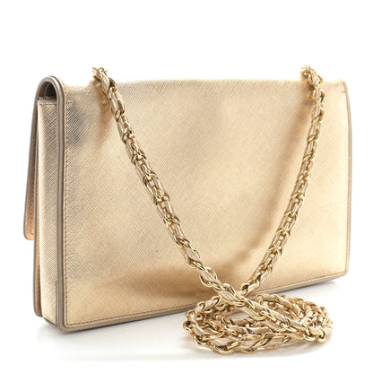 Salvatore Ferragamo Hammered Calfskin Ginny Shoulder Bag Gold 3 of 12