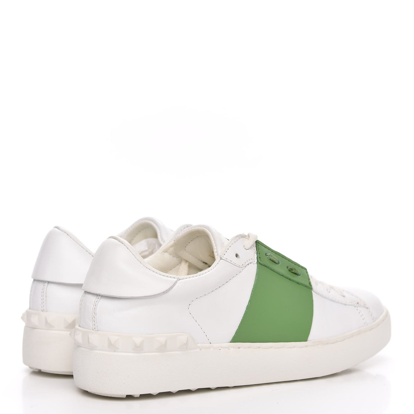 Calfskin Rockstud Open Sneakers 37 White Green