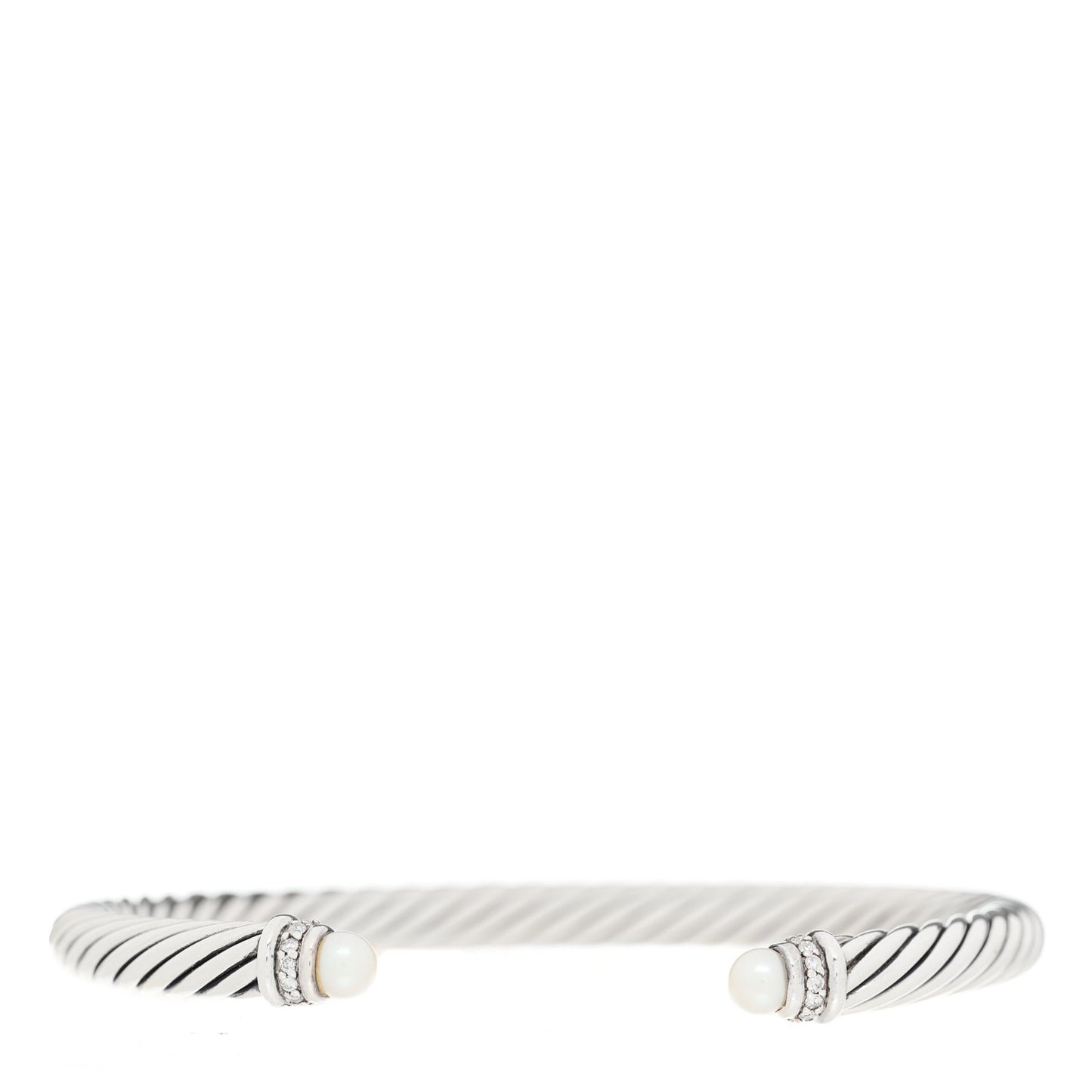 Sterling Silver Diamond Pearl 5mm Cable Classics Bracelet
