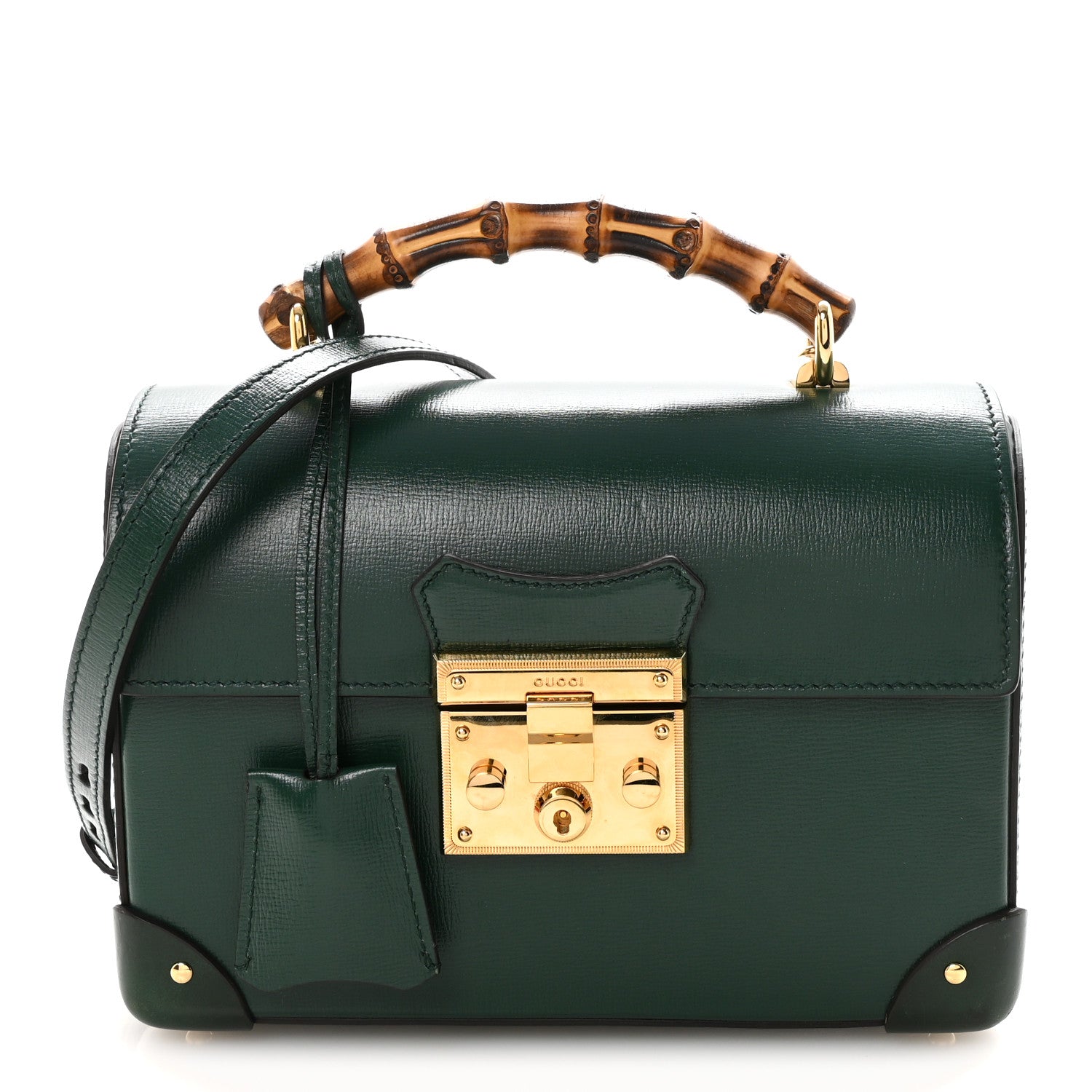 Gucci Azalea Calfskin Small Padlock Bamboo Shoulder Bag Vintage Green 1 of 10