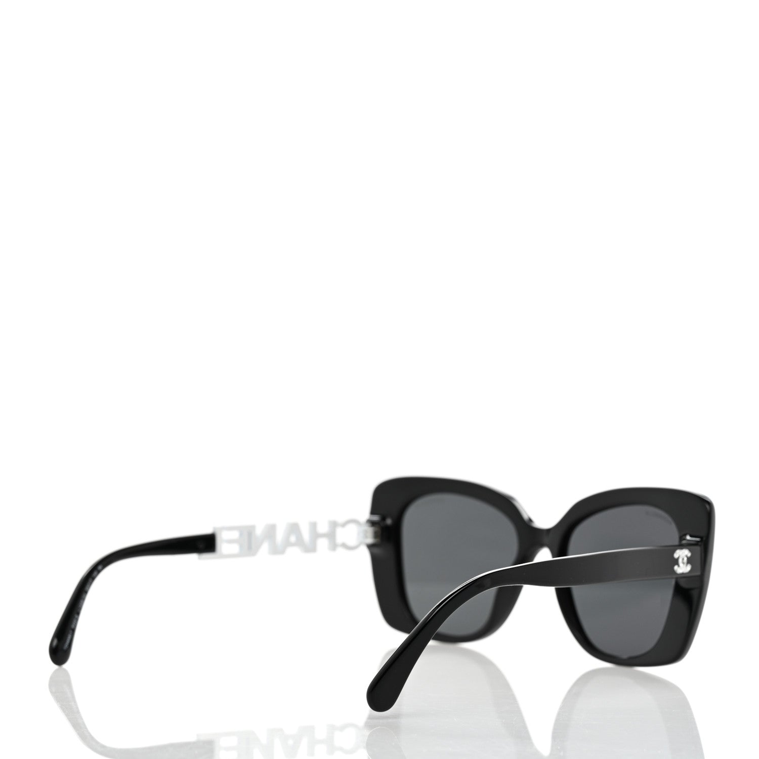 Chanel Acetate Strass Square Sunglasses 5422-B Black White 4 of 8