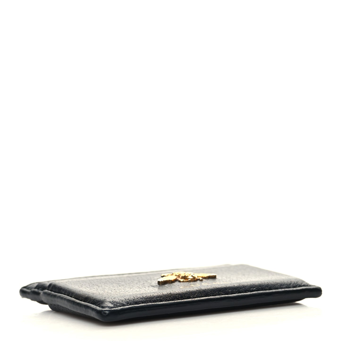 Pebbled Calfskin Animalier Card Holder Black