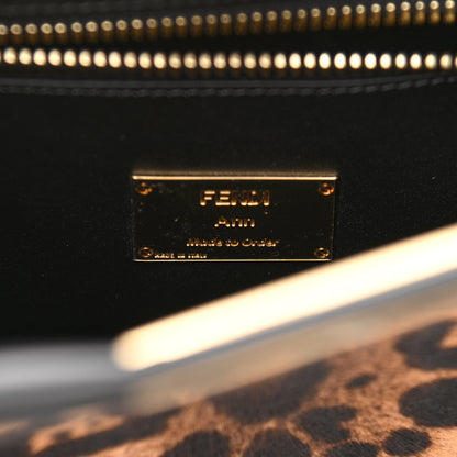 Fendi Calf Hair Leopard Print Lace Up Medium Peekaboo Iconic Satchel Tobacco 6 of 11