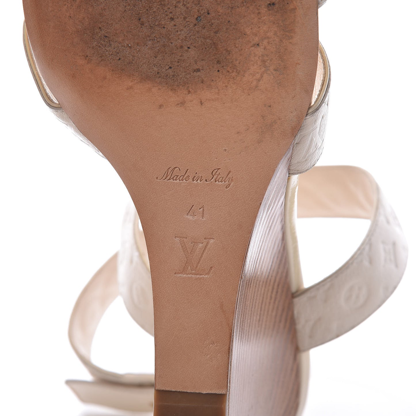 Monogram Wedge Sandals 41 White