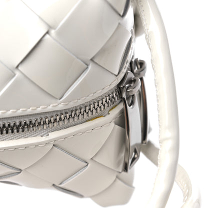 Bottega Veneta Patent Calfskin Intrecciato Small Loop Camera Bag White 9 of 10