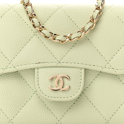Chanel Caviar Quilted Flap Card Holder On Chain Light Green 8 of 10
