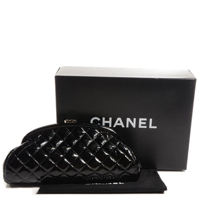 Chanel Distressed Patent Quilted Timeless Clutch Black 5 of 8