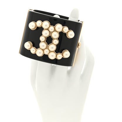 Chanel Resin Pearl CC Cuff Black 2 of 6