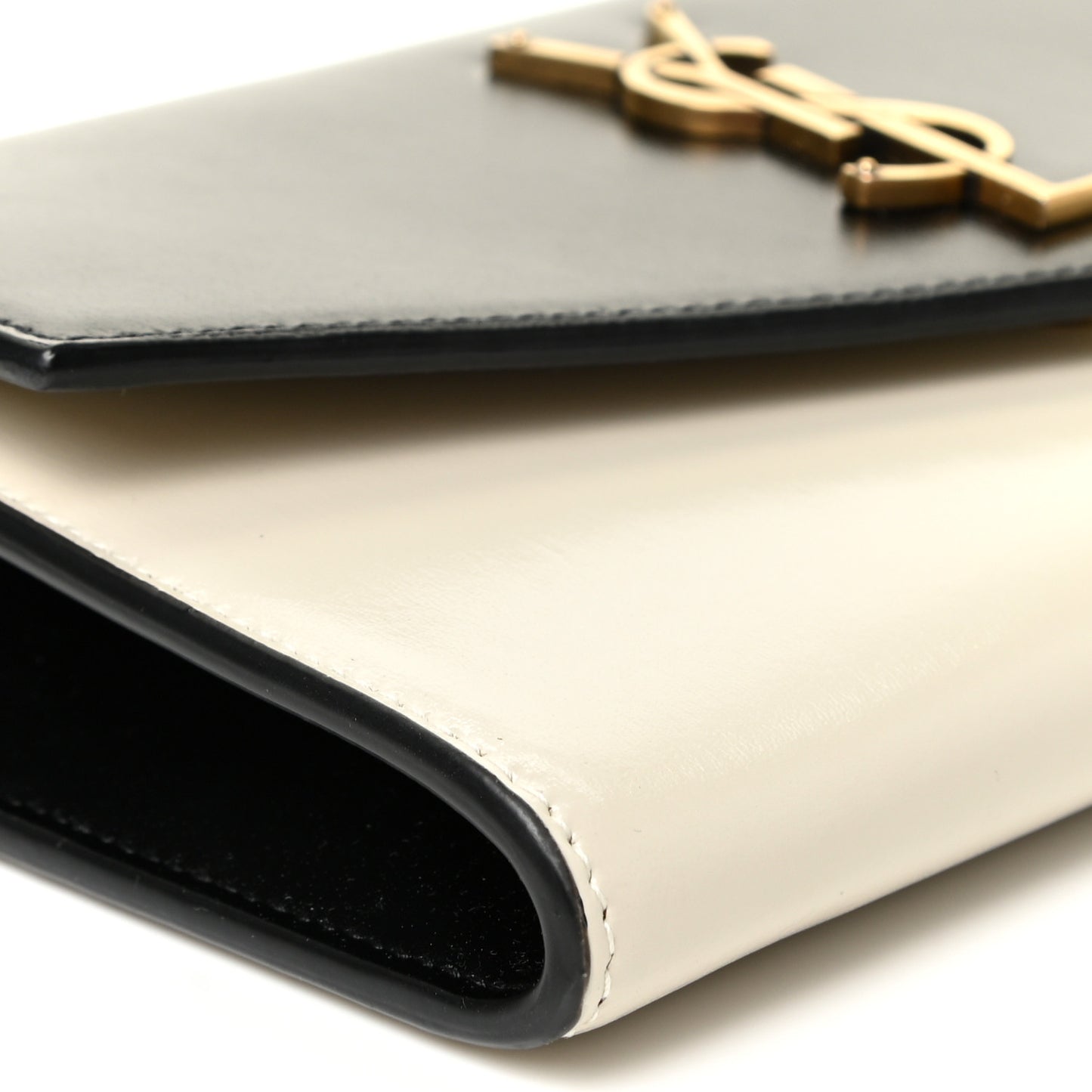 Smooth Shiny Calfskin Uptown Chain Wallet Black Crema Soft