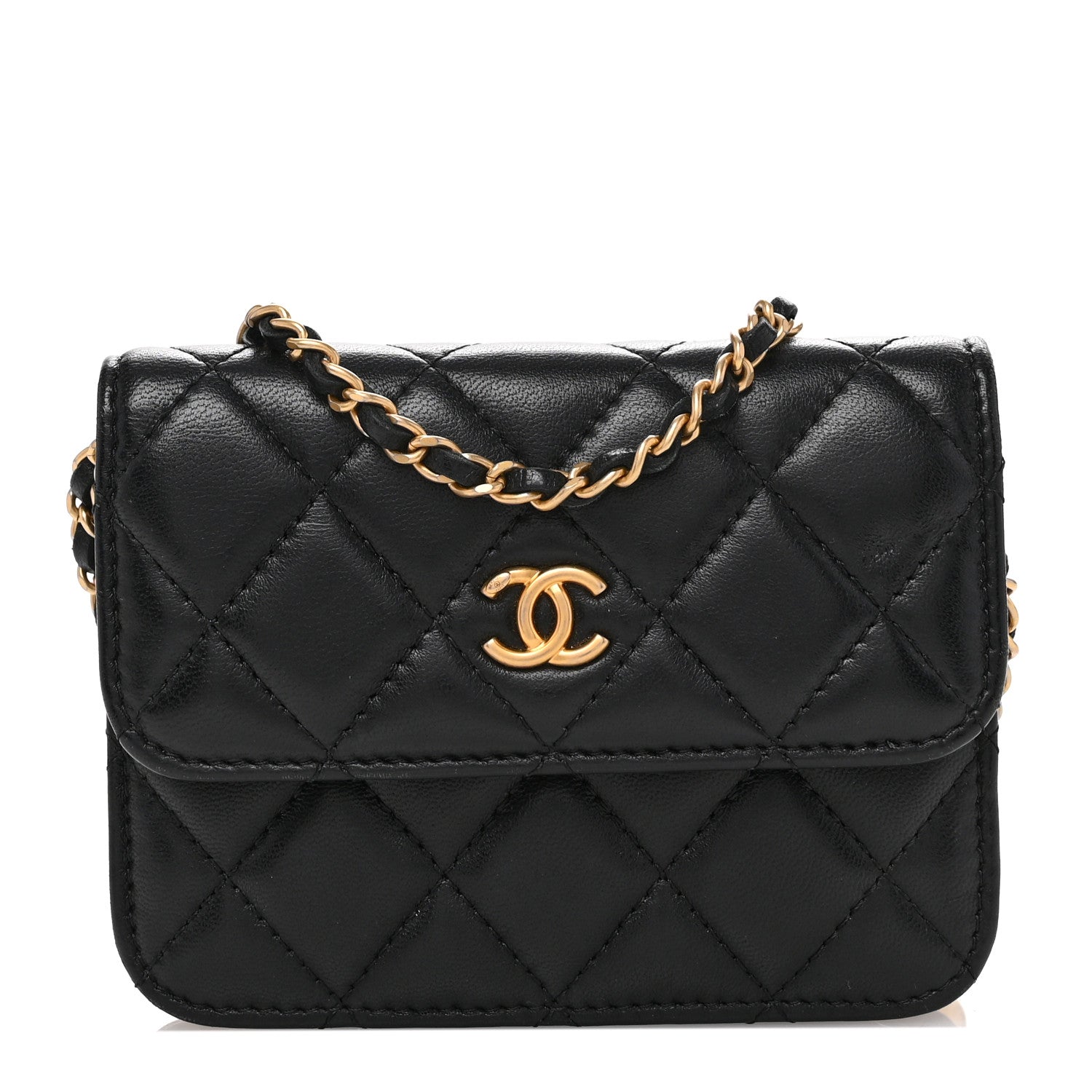 Chanel Lambskin Quilted Pearl Crush Clutch With Chain Black 1 of 11