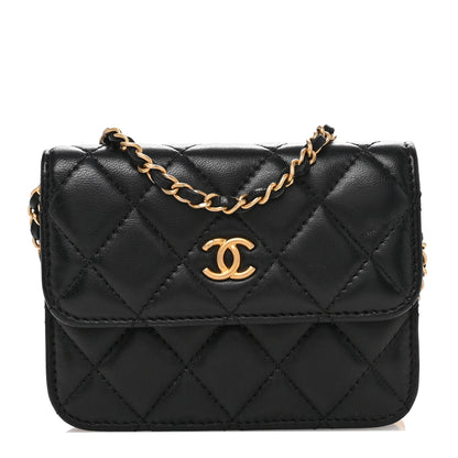 Chanel Lambskin Quilted Pearl Crush Clutch With Chain Black 1 of 11