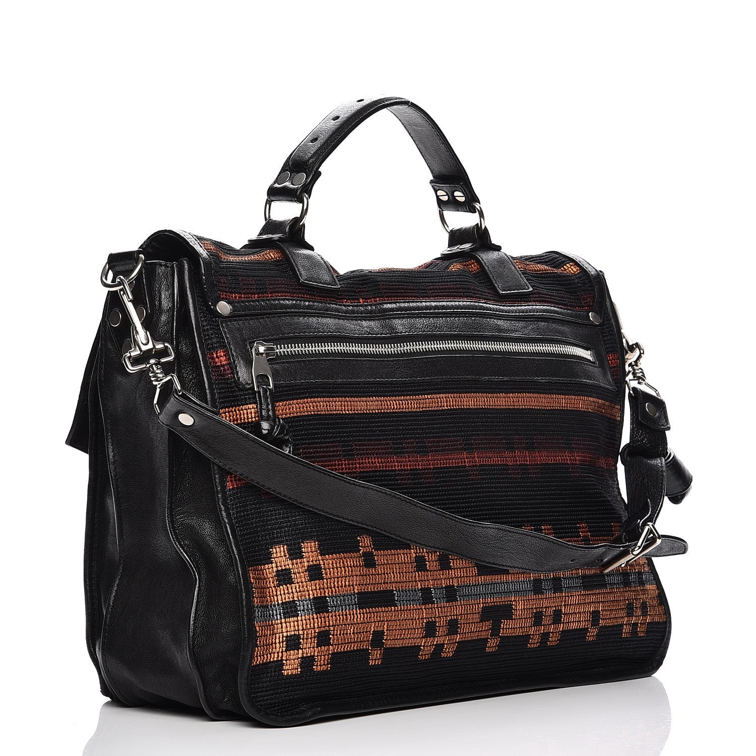 Proenza Schouler Lambskin Blanket Print Large PS1 Satchel Black 4 of 14