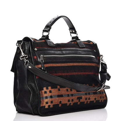 Proenza Schouler Lambskin Blanket Print Large PS1 Satchel Black 4 of 14