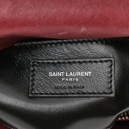 Saint Laurent Sheepskin Matelasse Chevron Monogram Medium College Bag Rouge Legion 8 of 13