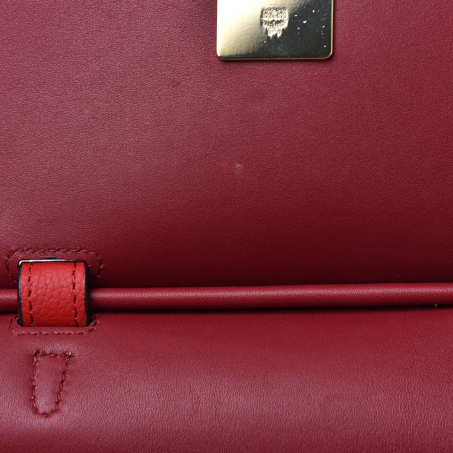 MCM Grained Calfskin Large Milla Convertible Backpack Ruby Red 8 of 8