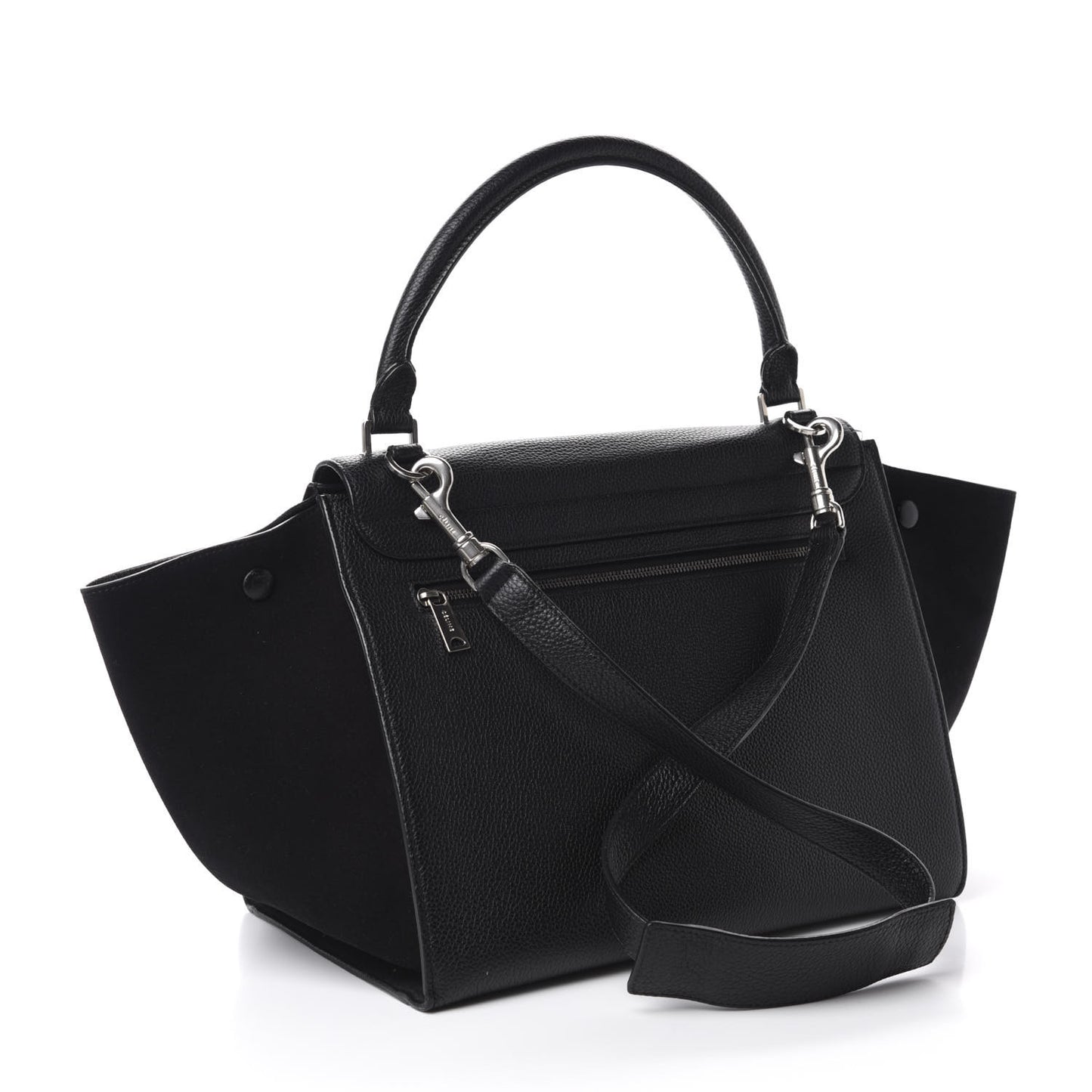 Drummed Calfskin Suede Medium Trapeze Black