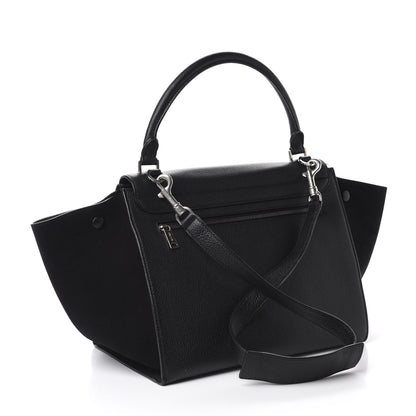 Celine Drummed Calfskin Suede Medium Trapeze Black 3 of 11