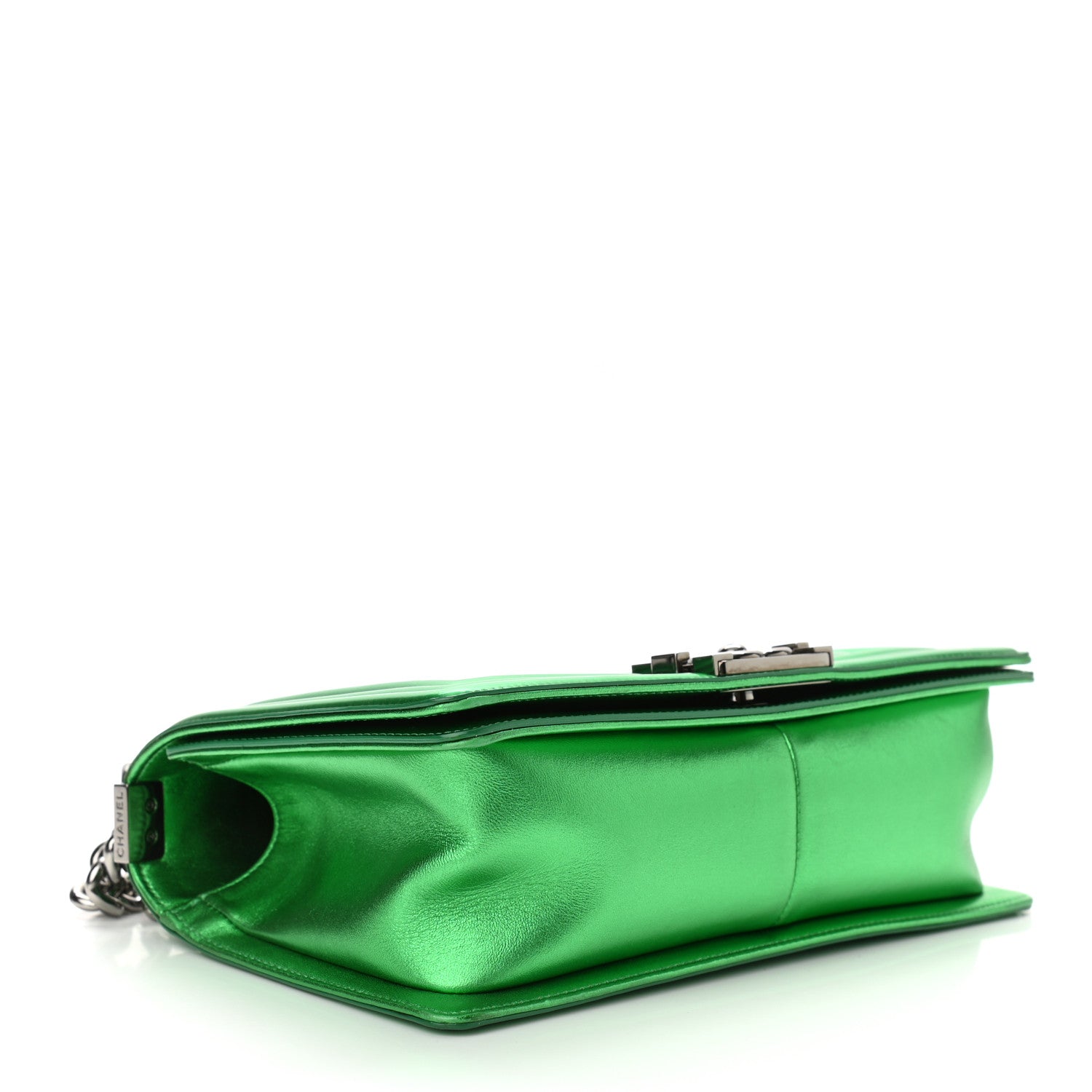 Chanel Metallic Patent Calfskin Quilted Medium Boy Flap Green 4 of 10