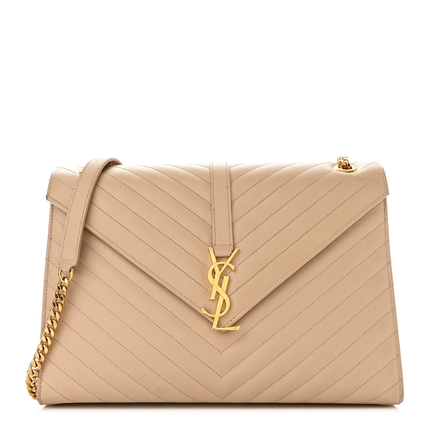 Grain De Poudre Matelasse Chevron Large Monogram Satchel Nude Powder