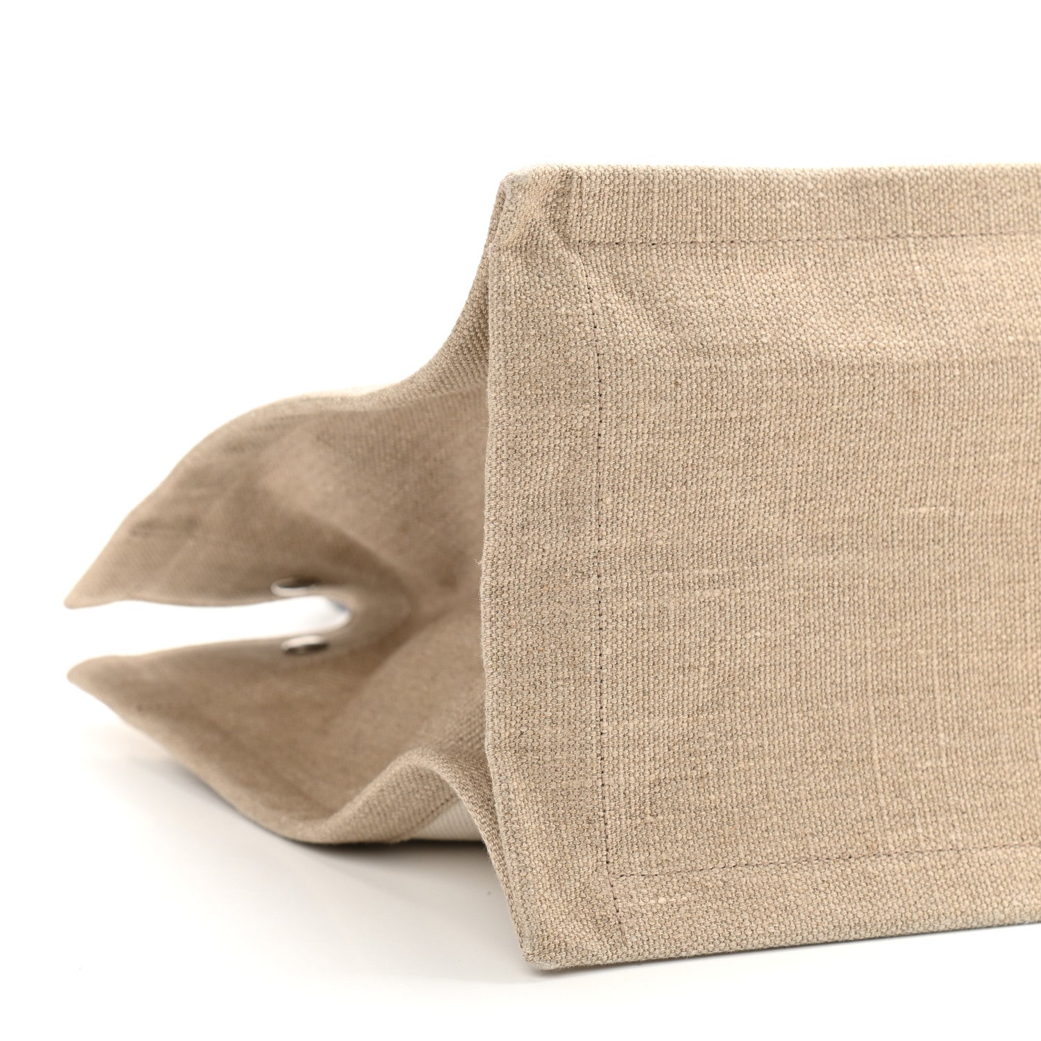 Saint Laurent Linen Calfskin Small Rive Gauche Tote Greggio Natural 8 of 9