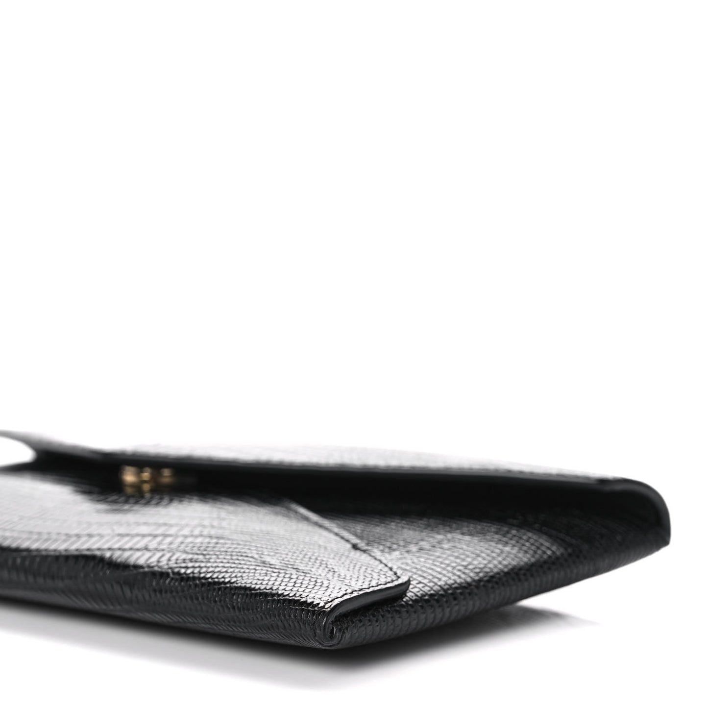 Calfskin Lizard Embossed Paloma Monogram Clutch Black
