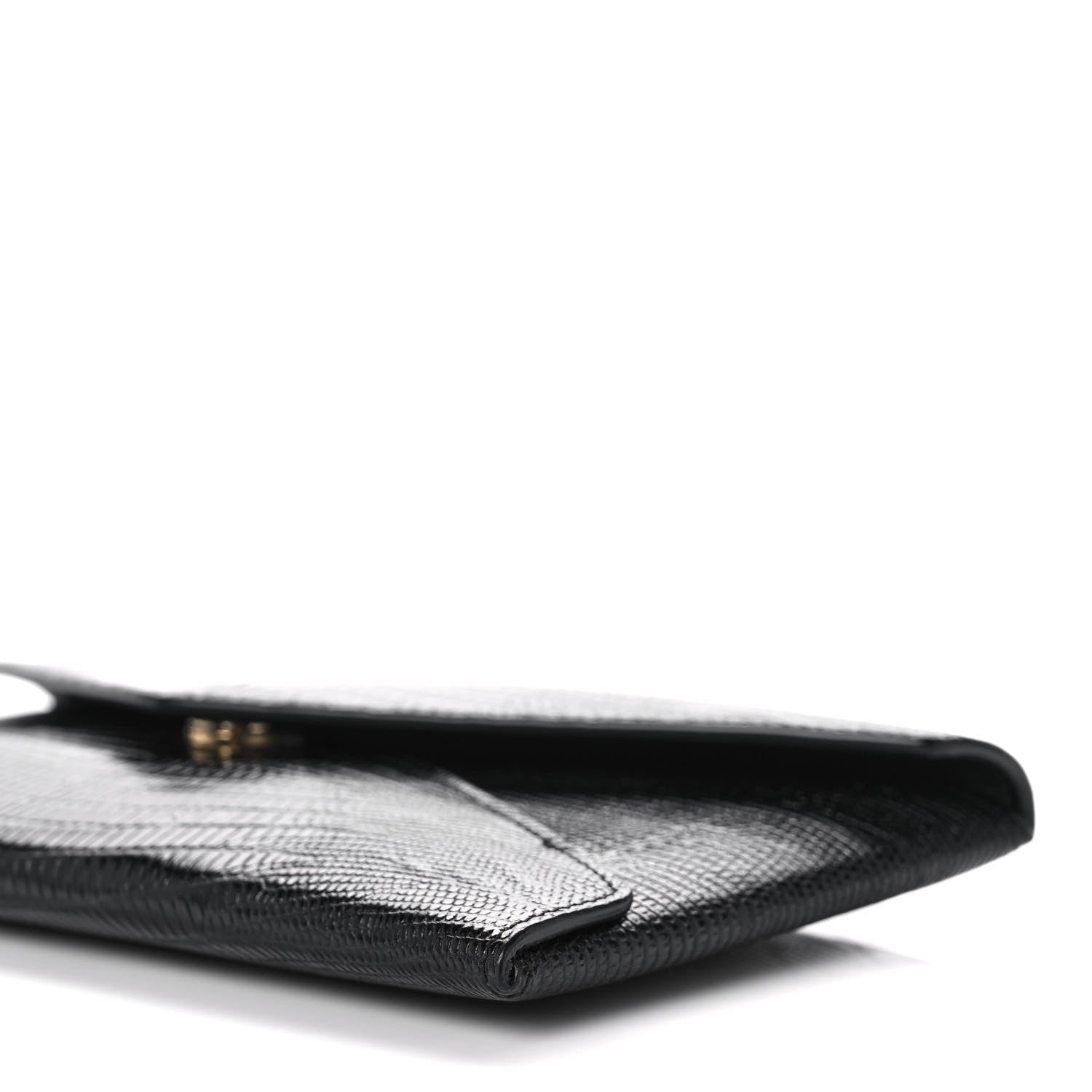 Saint Laurent Calfskin Lizard Embossed Paloma Monogram Clutch Black 10 of 11