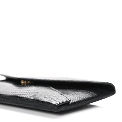 Saint Laurent Calfskin Lizard Embossed Paloma Monogram Clutch Black 10 of 11