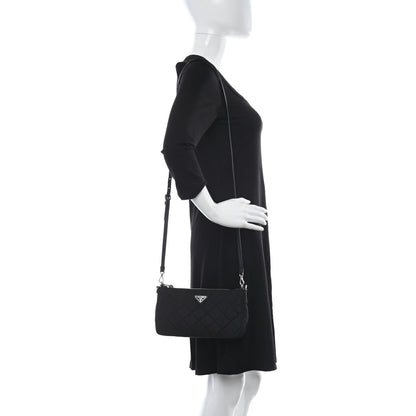 Prada Nylon Tessuto Impuntu Quilted Crossbody Bag Black 2 of 10