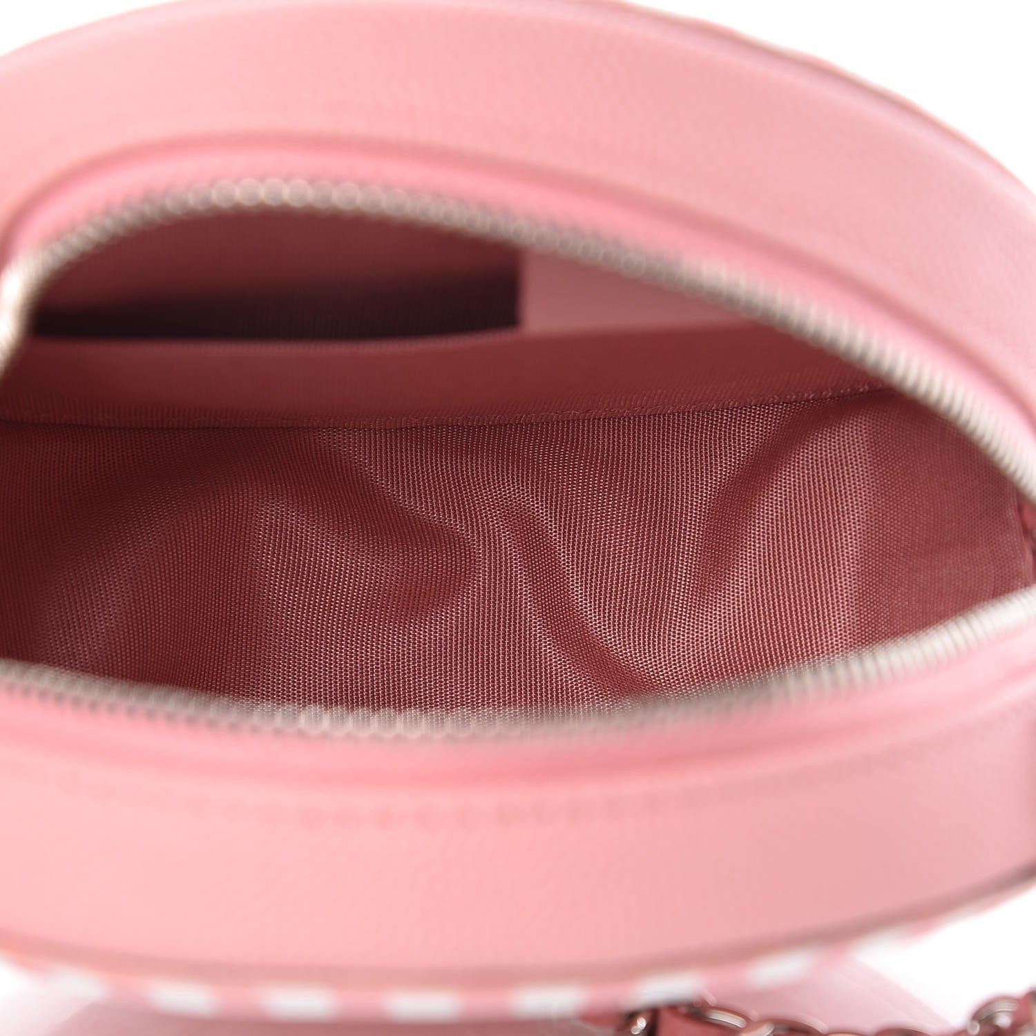 Chanel Caviar Quilted Filigree Round Clutch With Chain Pink White 5 of 7
