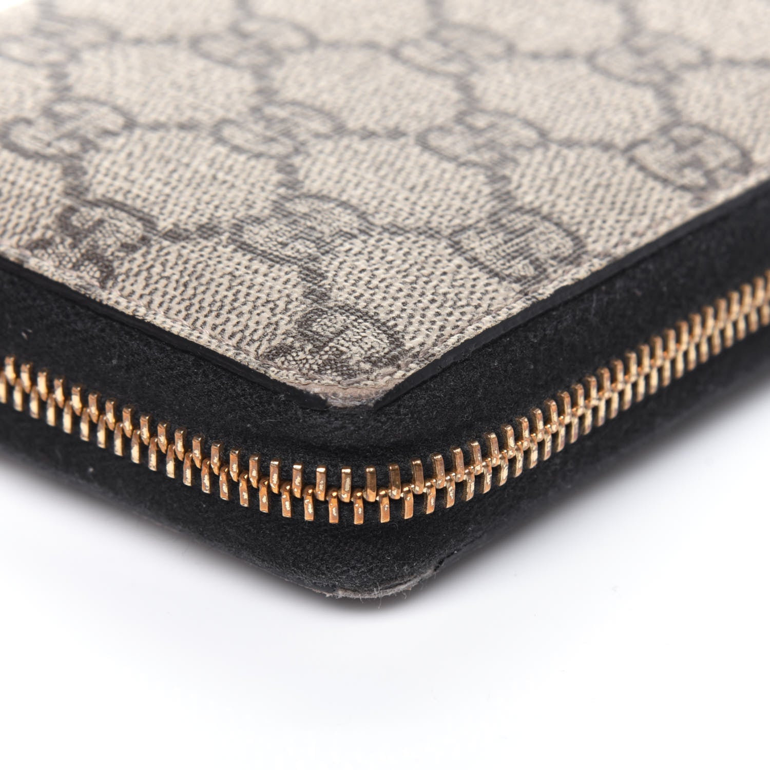Gucci GG Supreme Monogram Moon Calfskin Zip Around Wallet Beige Ebony Black 16 of 18