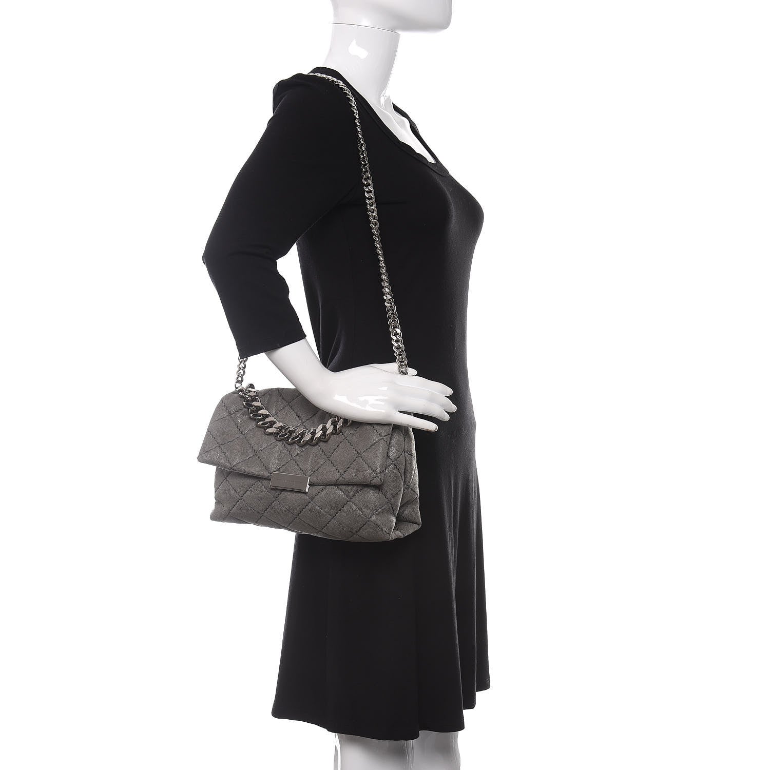 Stella McCartney Shaggy Deer Quilted Small Beckett Chain Shoulder Bag Grey 2 of 10